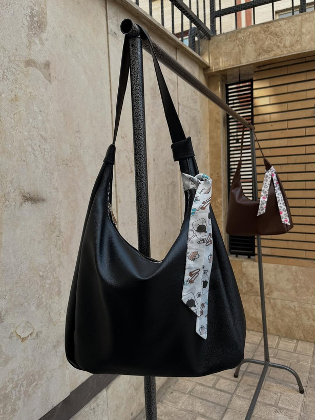 کیف روژانو جنس چرم شرانگ رنگ مشکی شکلاتی ابعاد ۳۰۴۰